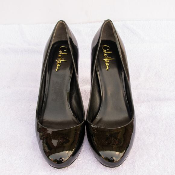 Women's Size 9 Dress Shoes COLE HAAN Air Violet Black Patent Leather 3" Pumps - Picture 4 of 10